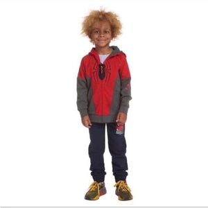 NWT Spider-Man Boys Full Zip Hoodie RED GRAY - size L (14/16) cozy winter comfy